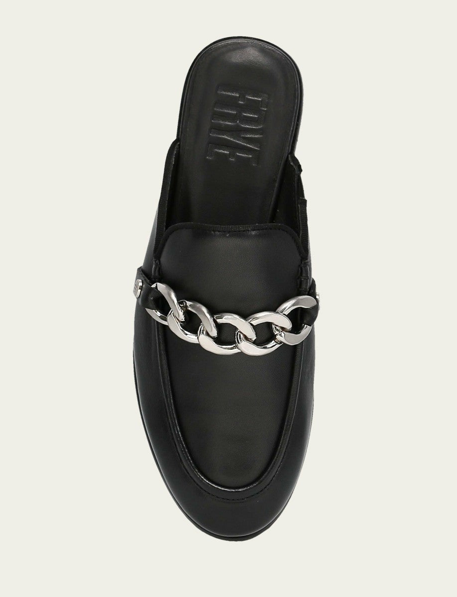 Women's Black Faith Chain Leather Mules