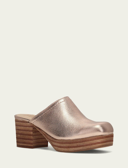 Women’s Rose Gold Metallic Leather Campus Clogs