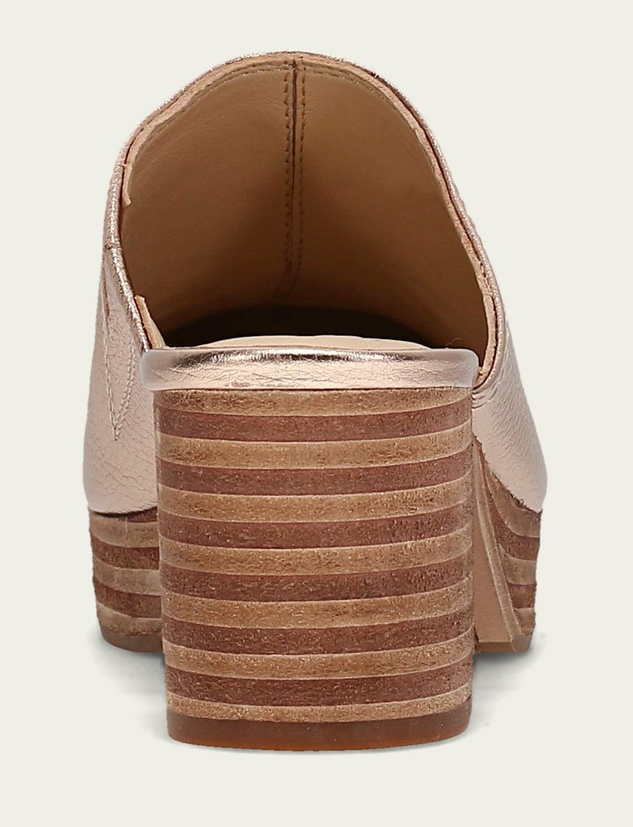 Women’s Rose Gold Metallic Leather Campus Clogs
