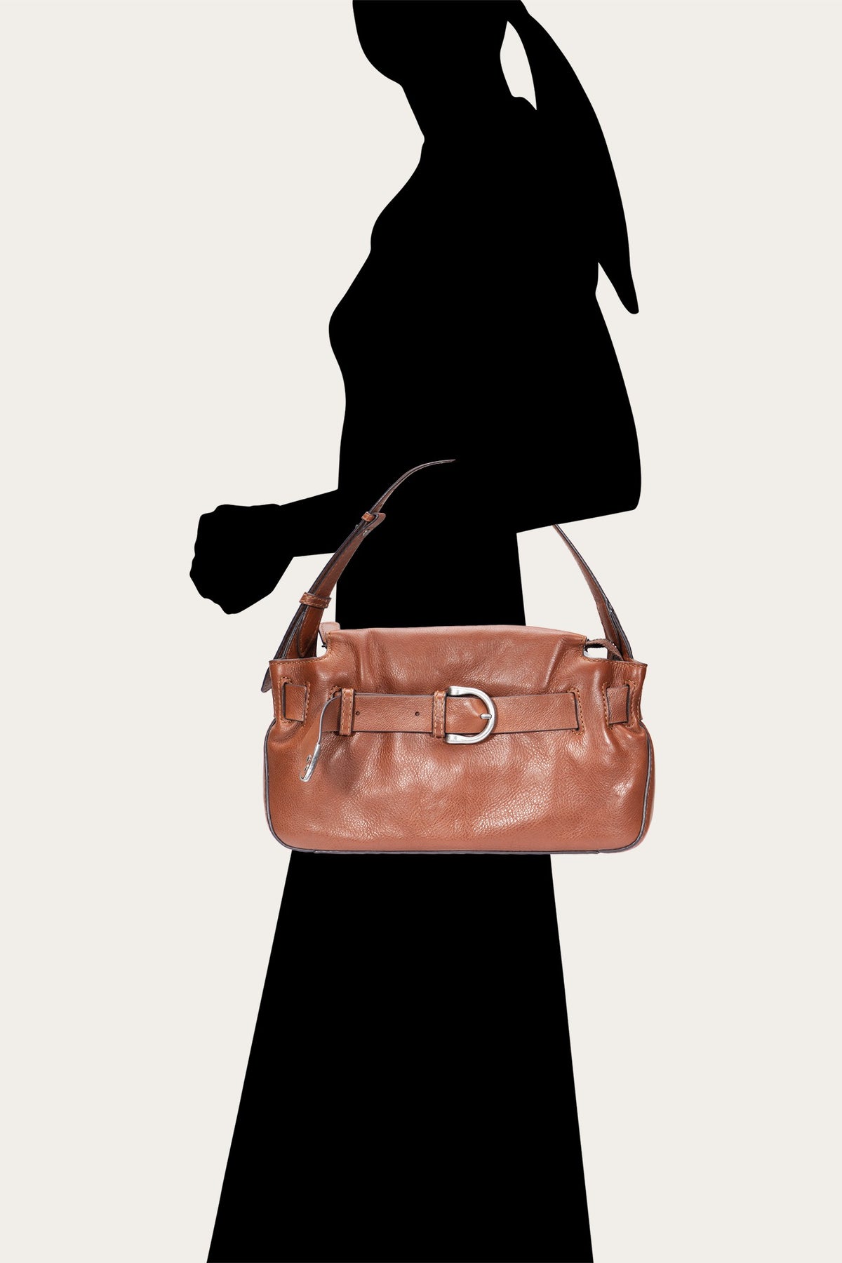 Women's Cognac Heather Leather Shoulder Bag