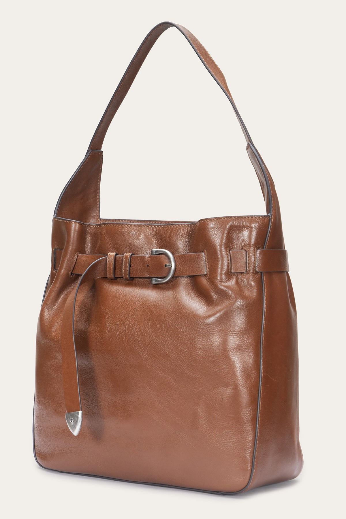 Women's Cognac Heather Leather Hobo Bag