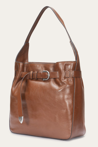 Women's Cognac Heather Leather Hobo Bag