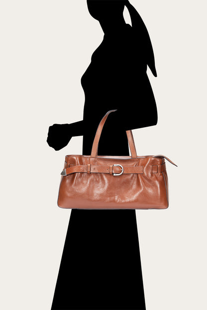 Women's Cognac Heather Leather Satchel