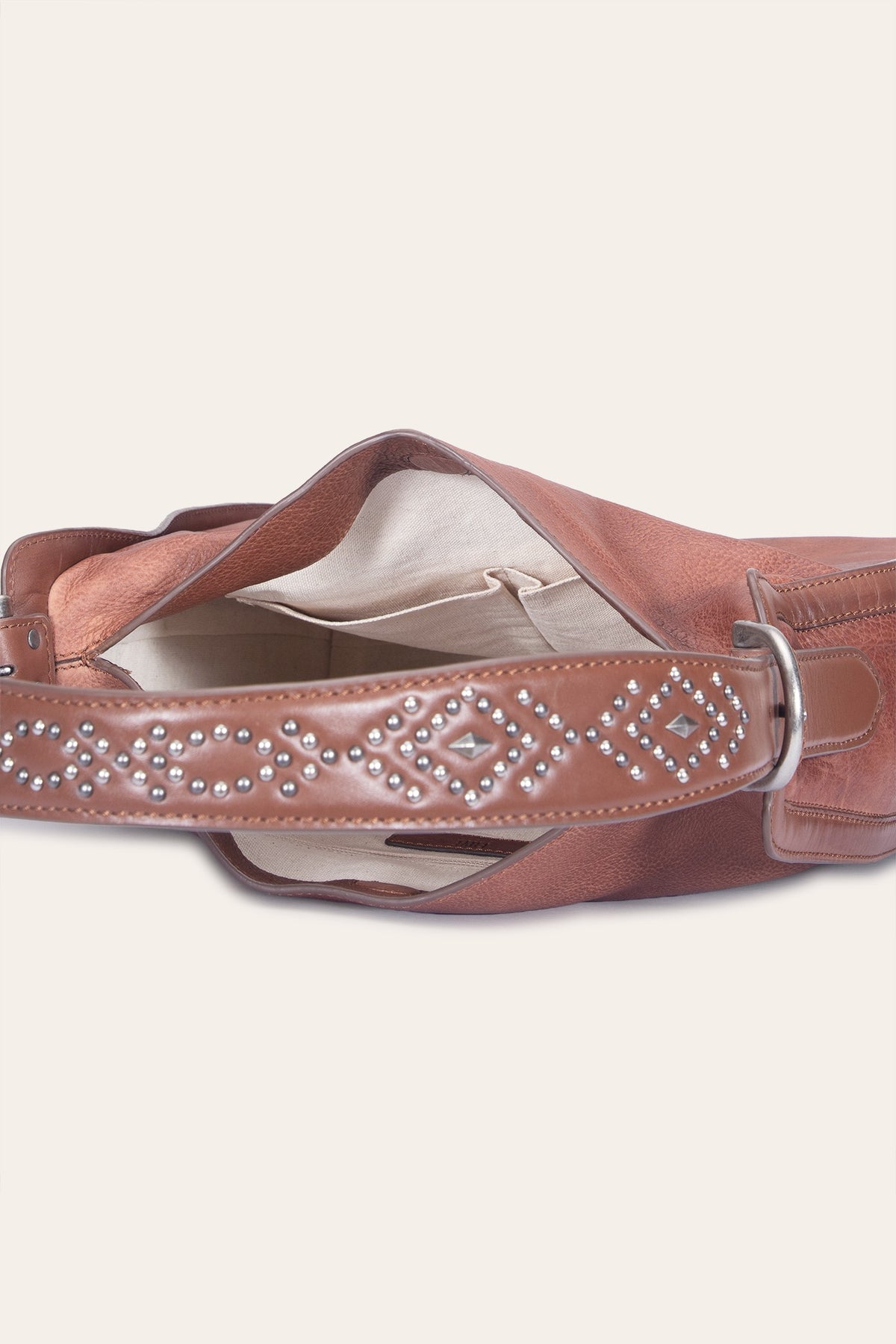 Women's Cognac Carla Studded Hobo Handbag