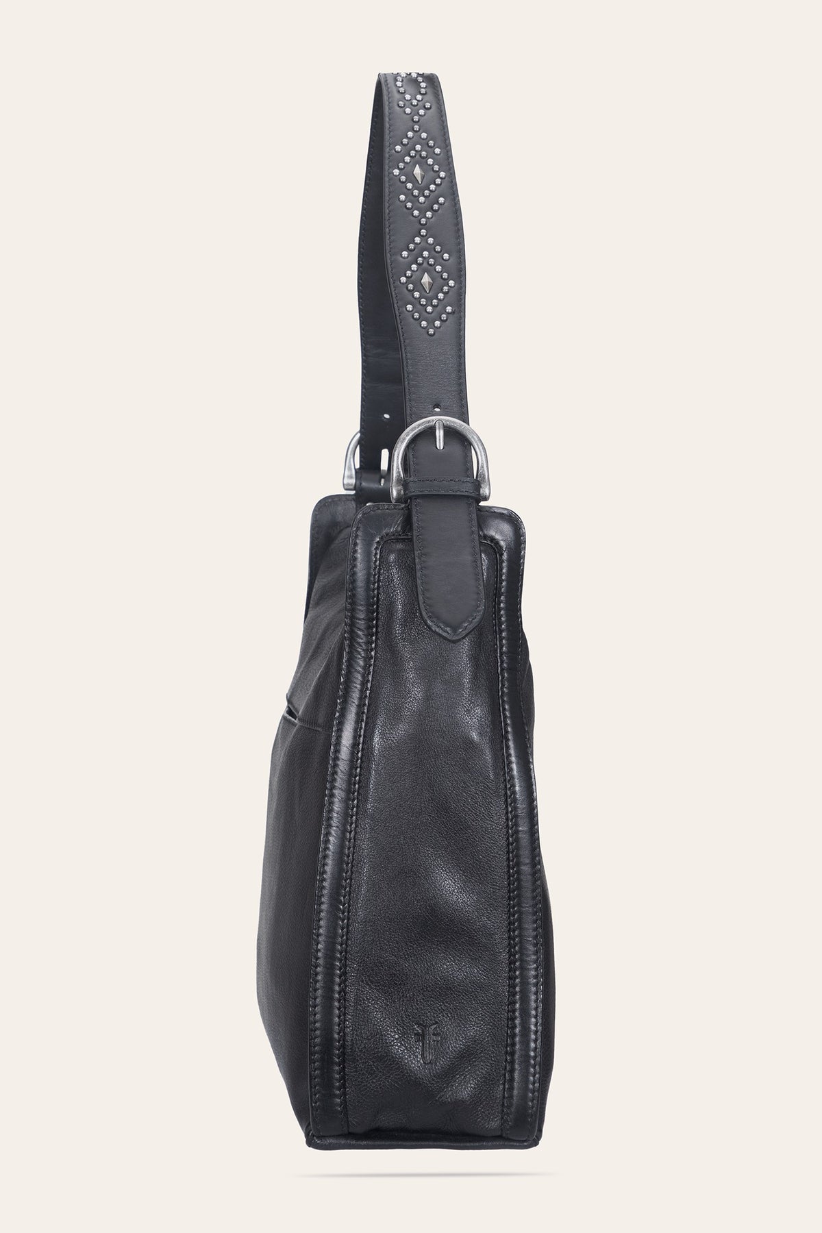 Women's Black Carla Studded Hobo Handbag