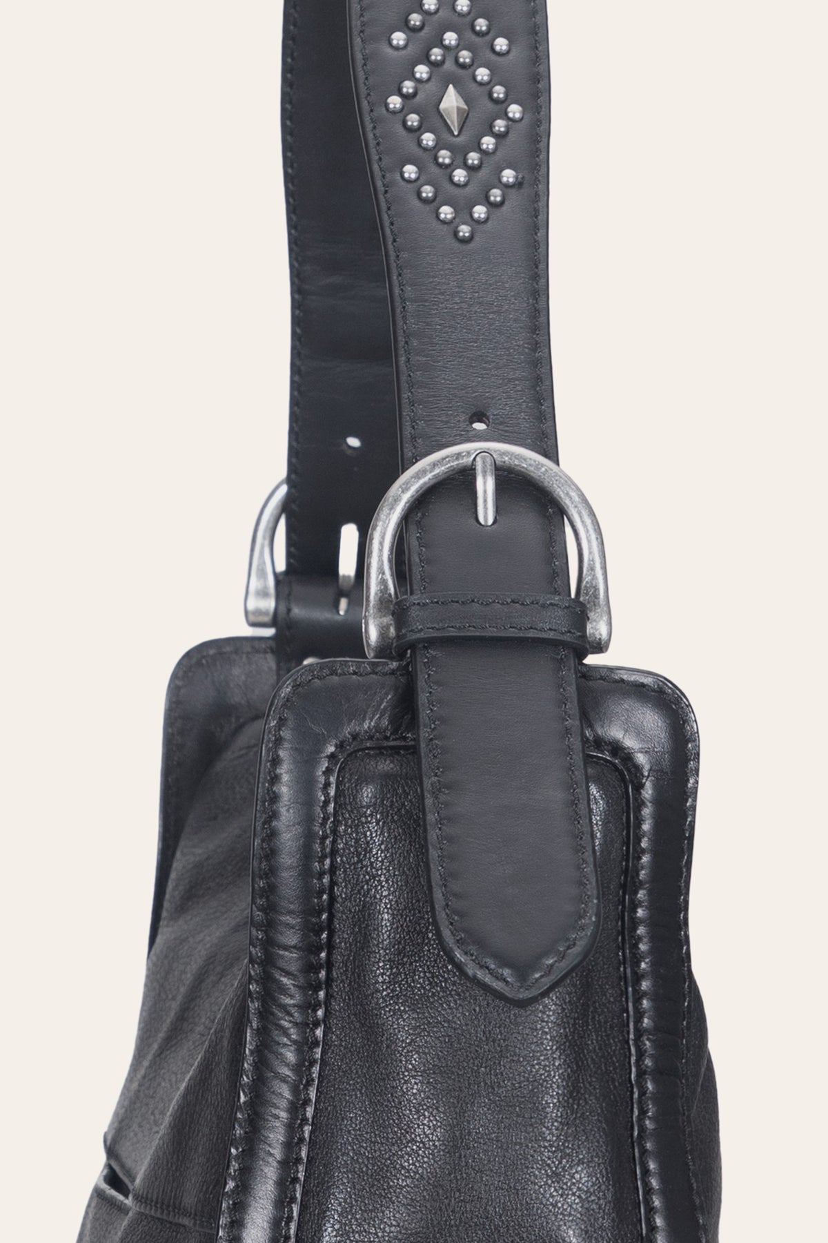 Women's Black Carla Studded Hobo Handbag