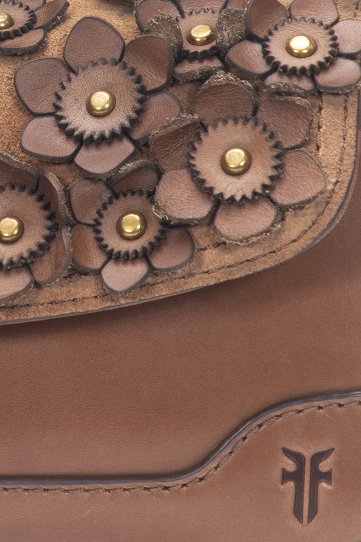 Cognac Melissa Floral Convertible Mini Flap