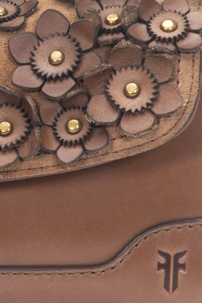 Cognac Melissa Floral Convertible Mini Flap