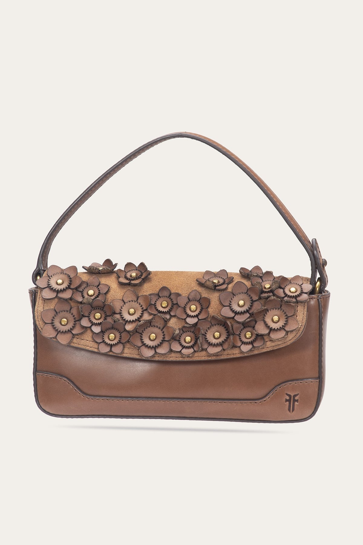 Cognac Melissa Floral Convertible Mini Flap