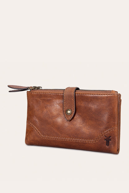 Melissa Cognac Double Zip Wallet
