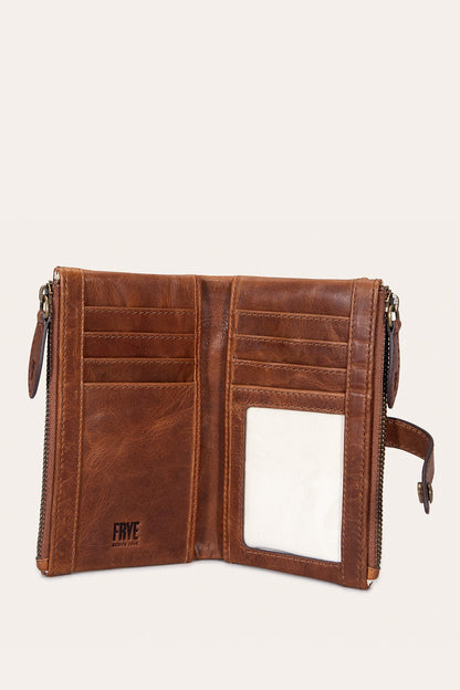 Melissa Cognac Double Zip Wallet