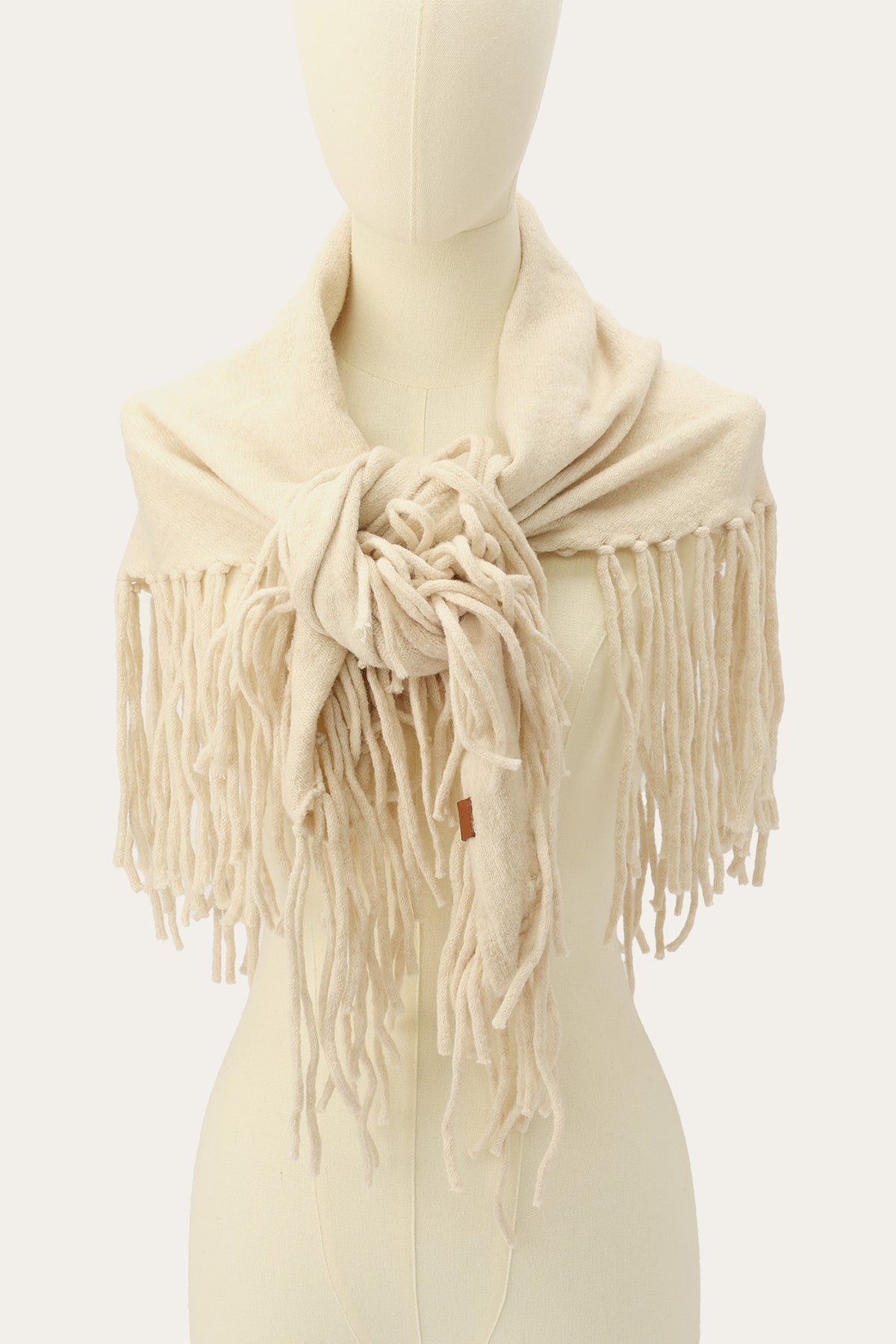 Birch Long Fringe Triangle Scarf