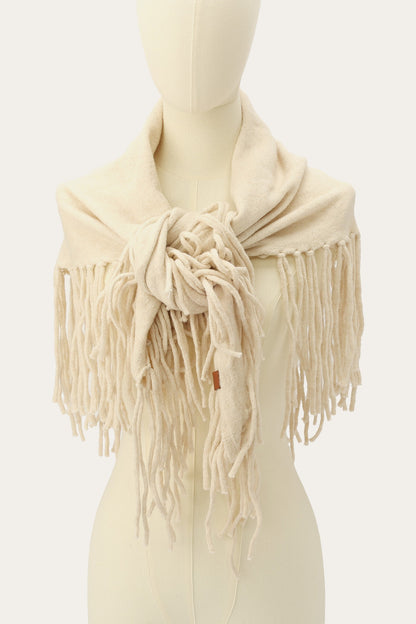 Birch Long Fringe Triangle Scarf