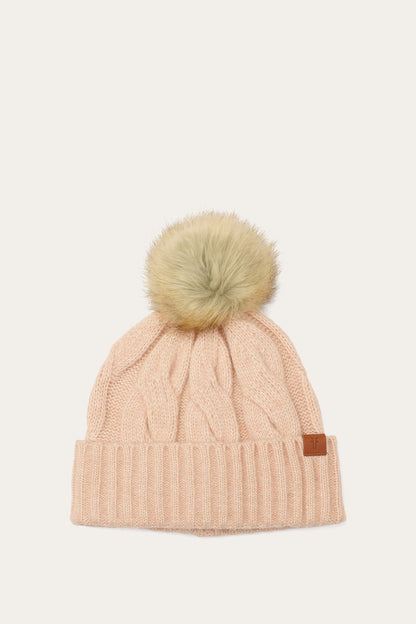 Rose Cloud Wide Cable Cuff Hat