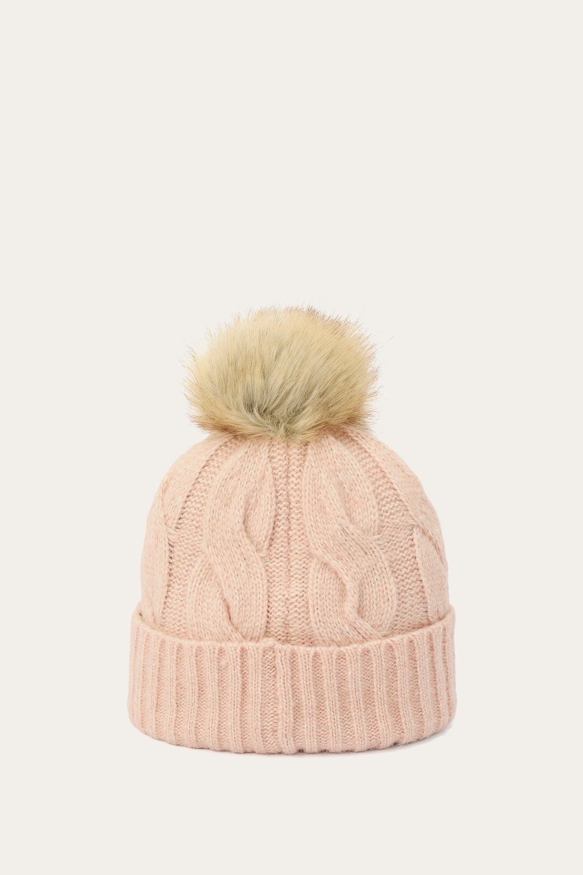 Rose Cloud Wide Cable Cuff Hat