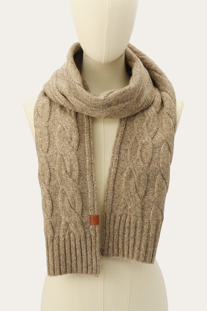 Burnt Olive Wide Cable Scarf