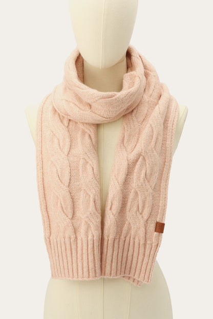 Rose Cloud Wide Cable Scarf
