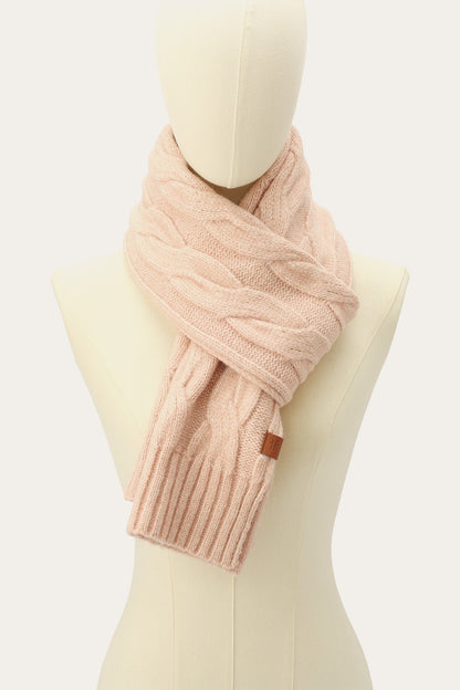 Rose Cloud Wide Cable Scarf