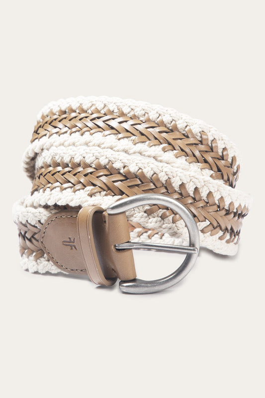Women's Beige 38mm Braided Cording Belt