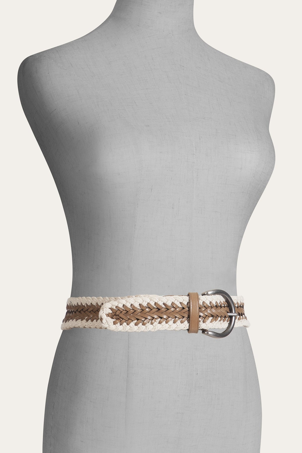 Women's Beige 38mm Braided Cording Belt