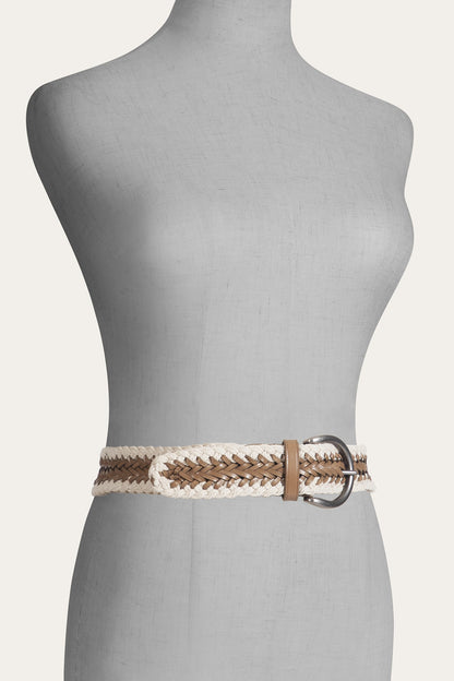 Women's Beige 38mm Braided Cording Belt