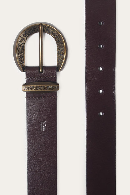 Brown 35mm Engraved Buckle Belt