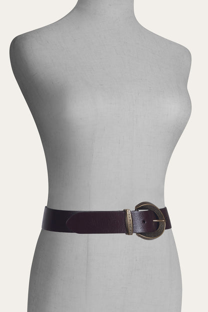 Brown 35mm Engraved Buckle Belt