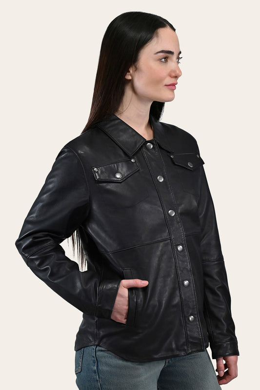 Women’s Black Obadiah Leather Shacket