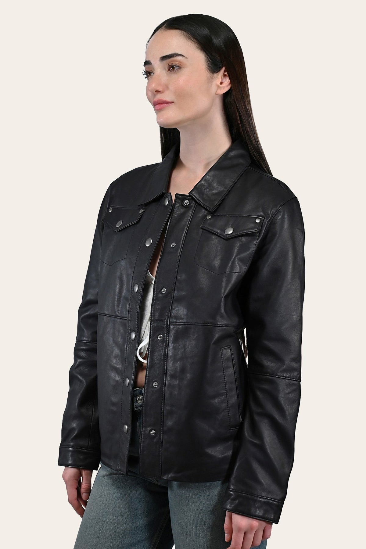 Women’s Black Obadiah Leather Shacket