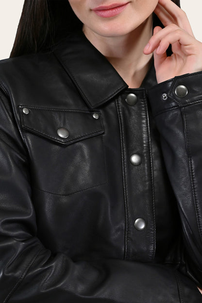 Women’s Black Obadiah Leather Shacket