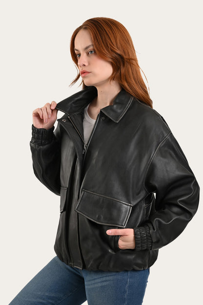 Black Harper Oversized Bomber