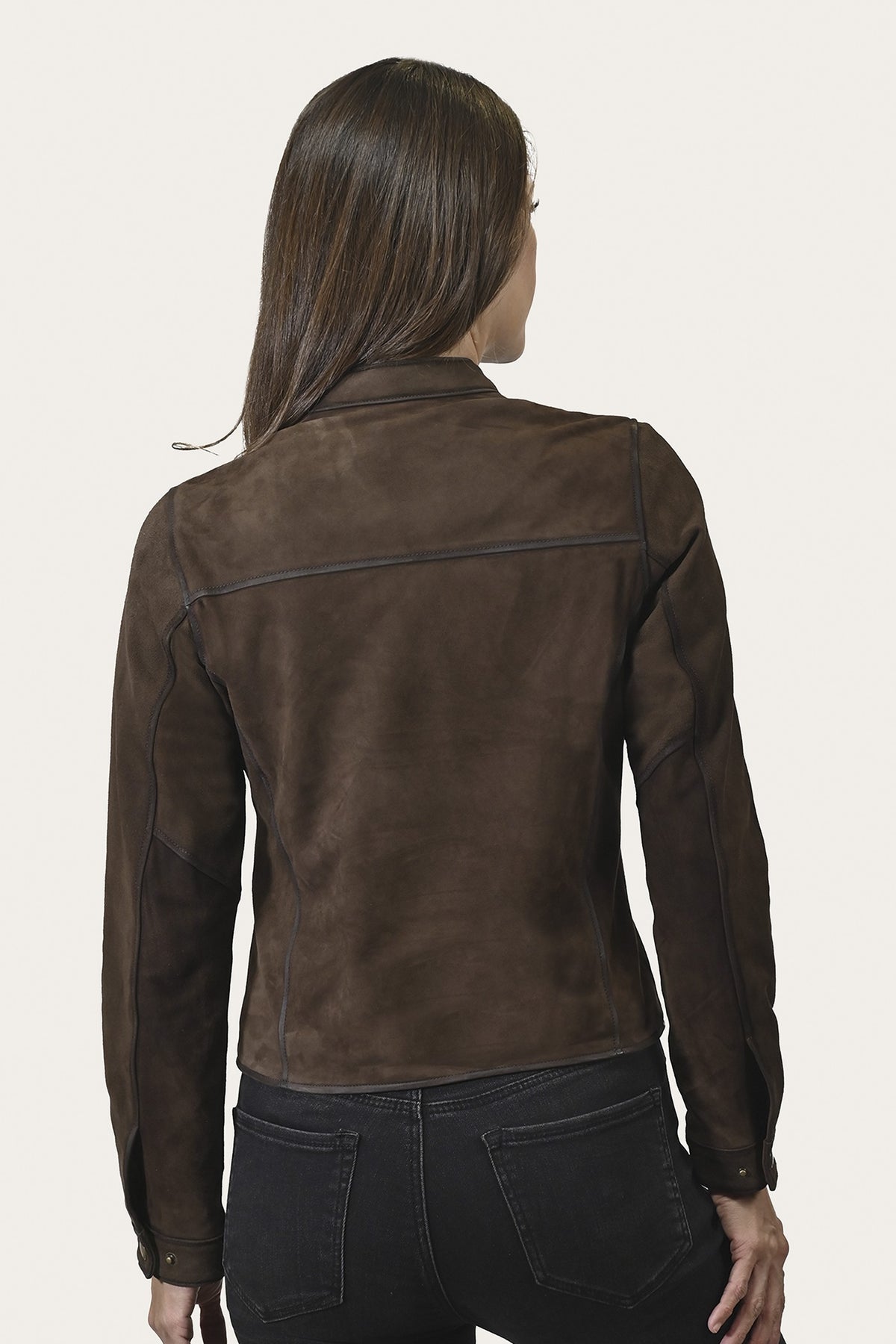 Women’s Dark Brown Cassidy Aged Lamb Leather Biker Jacket