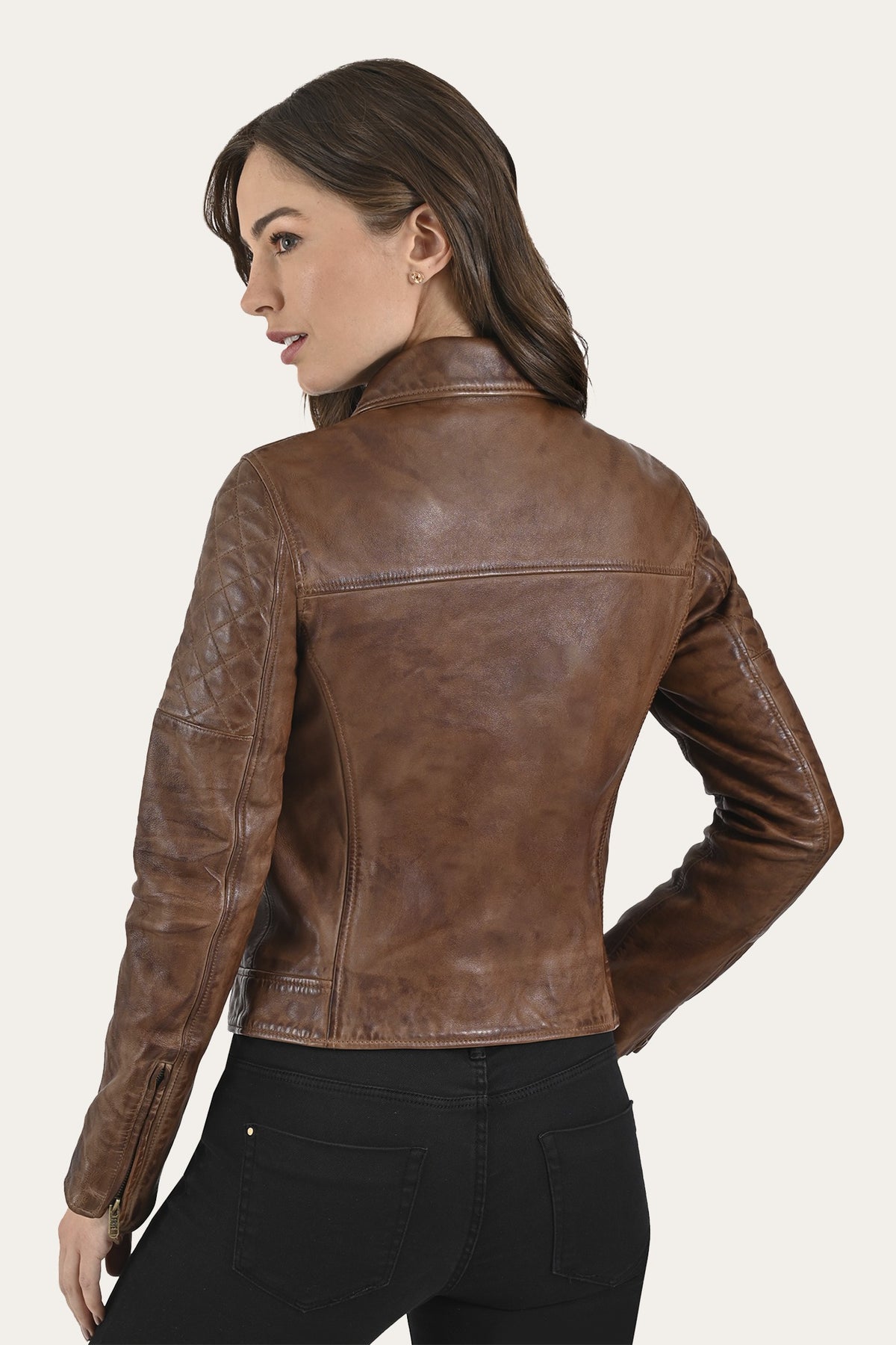 Women's Moka Tobacco Cordially Biker Jacket