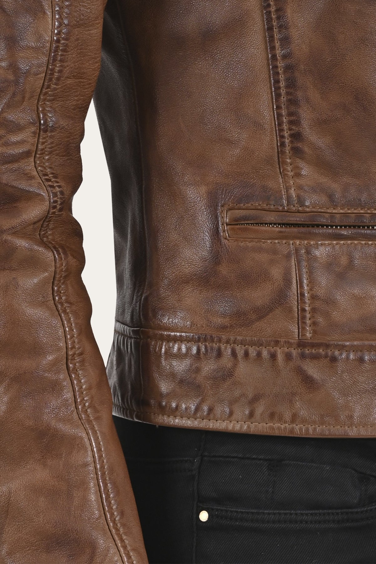Women's Moka Tobacco Cordially Biker Jacket