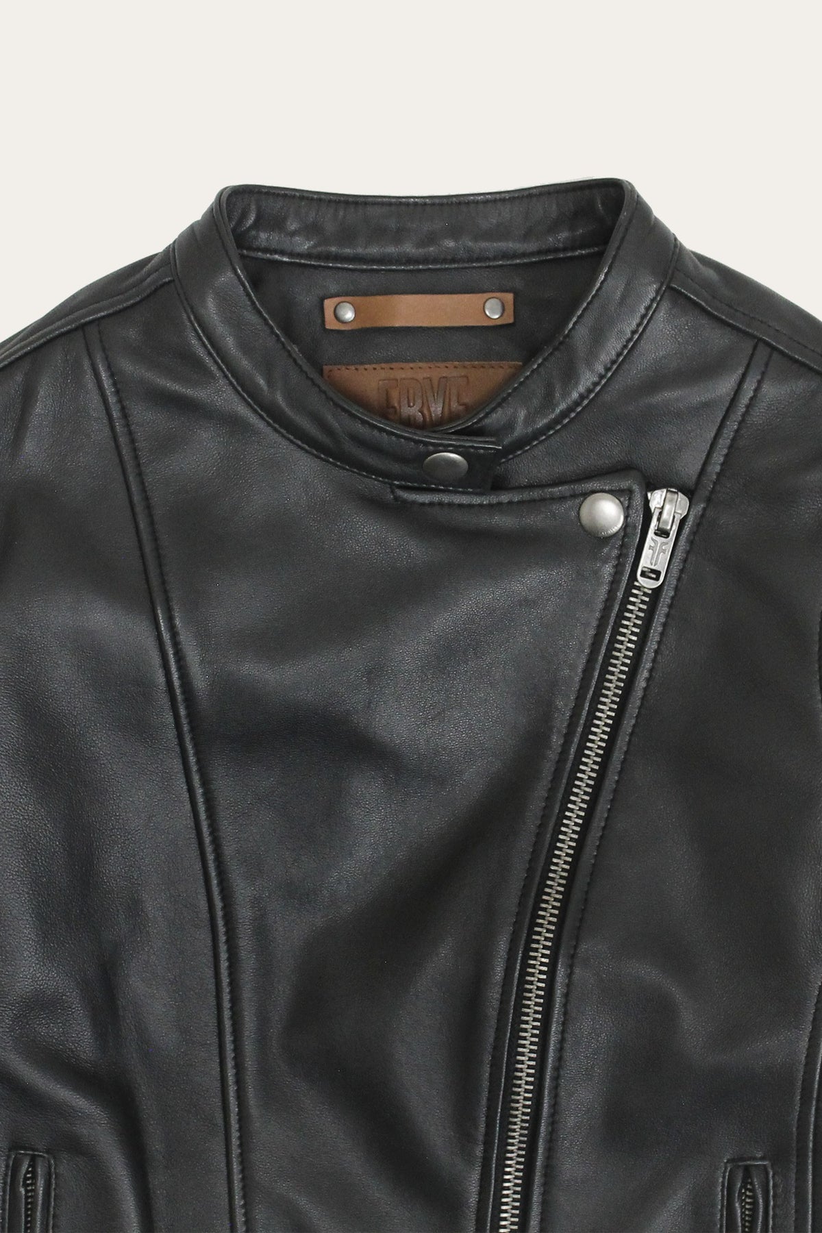 Women’s Black Heathe Leather Racer Jacket