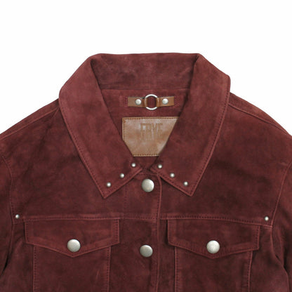 Women’s Oxblood Nash Trucker Suede Jacket