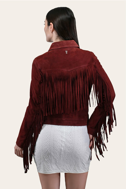 Women’s Oxblood Nash Trucker Suede Jacket