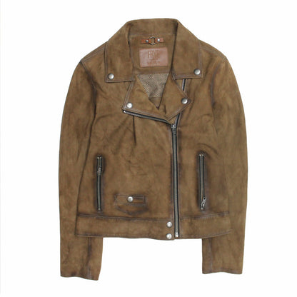 Women’s Dark Taupe Oakley Vintage Suede Biker Jacket