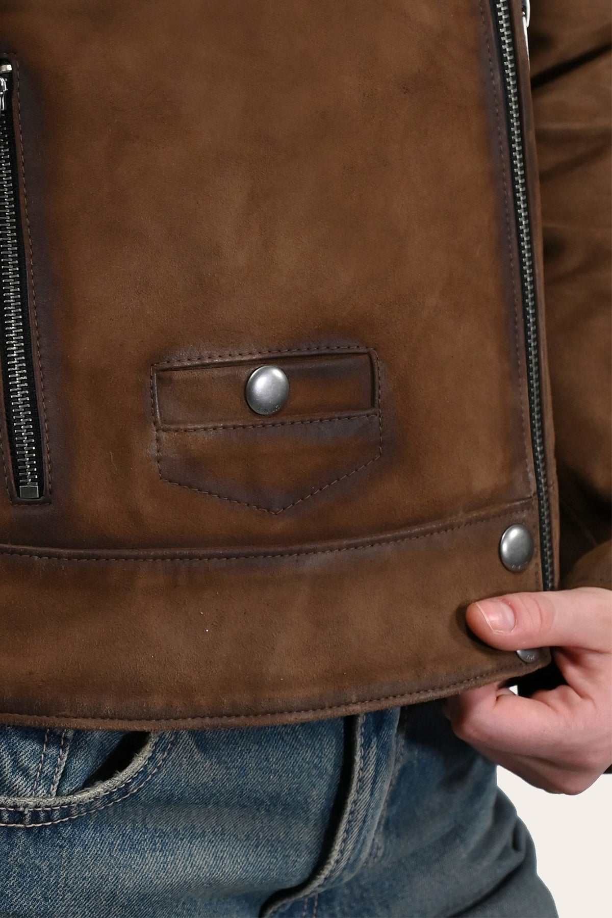 Women’s Dark Taupe Oakley Vintage Suede Biker Jacket