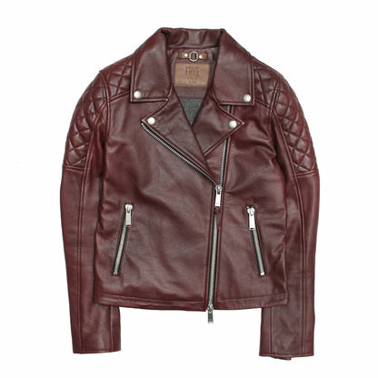 Women’s Oxblood Oklahoma Nappa Leather Biker Jacket