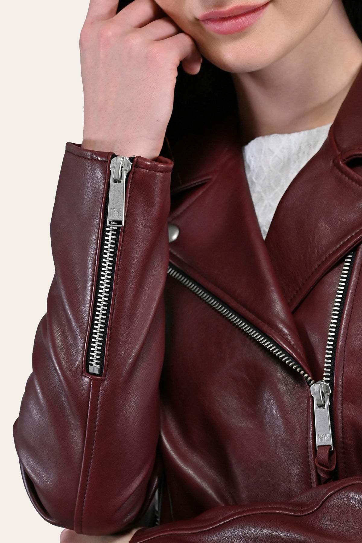 Women’s Oxblood Oklahoma Nappa Leather Biker Jacket