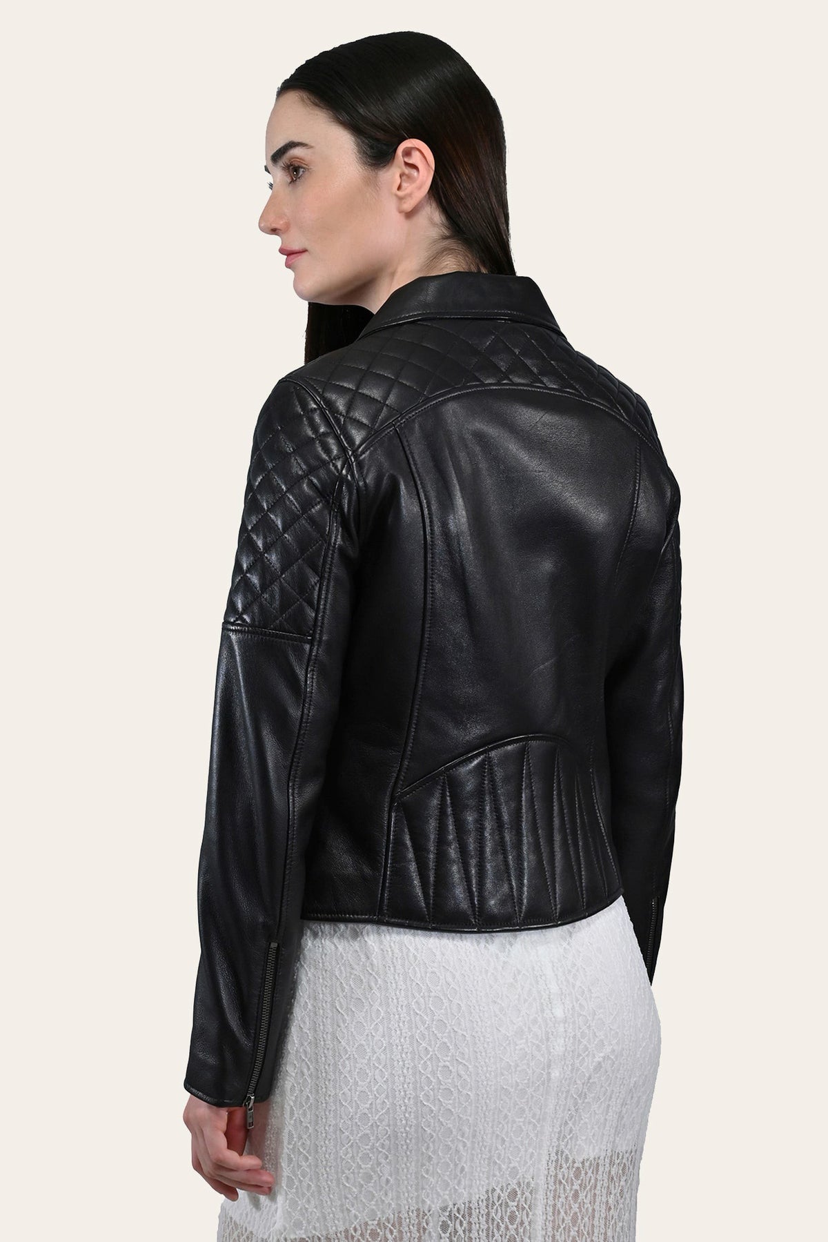 Women’s Black Oklahoma Biker Leather Jacket