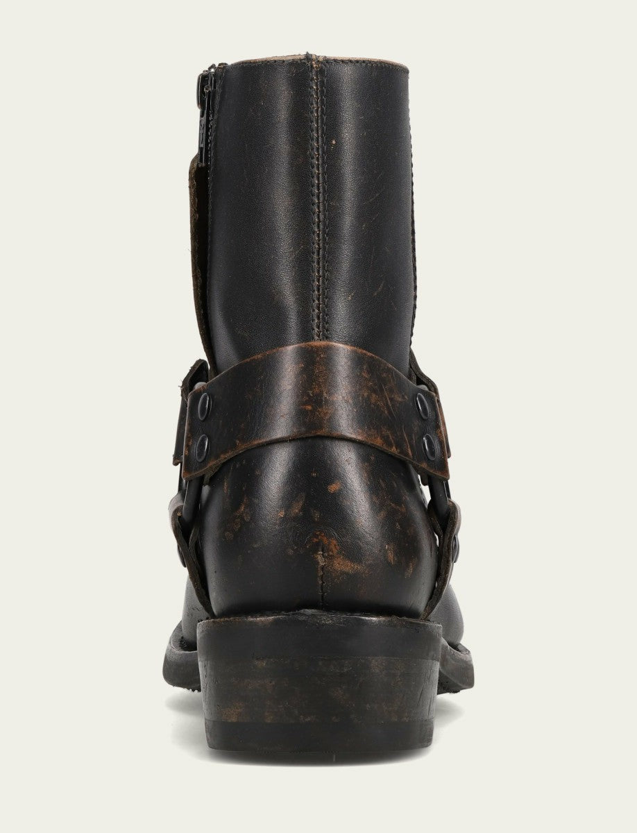 Men’s Antiqued Black Conway Harness Leather Boots