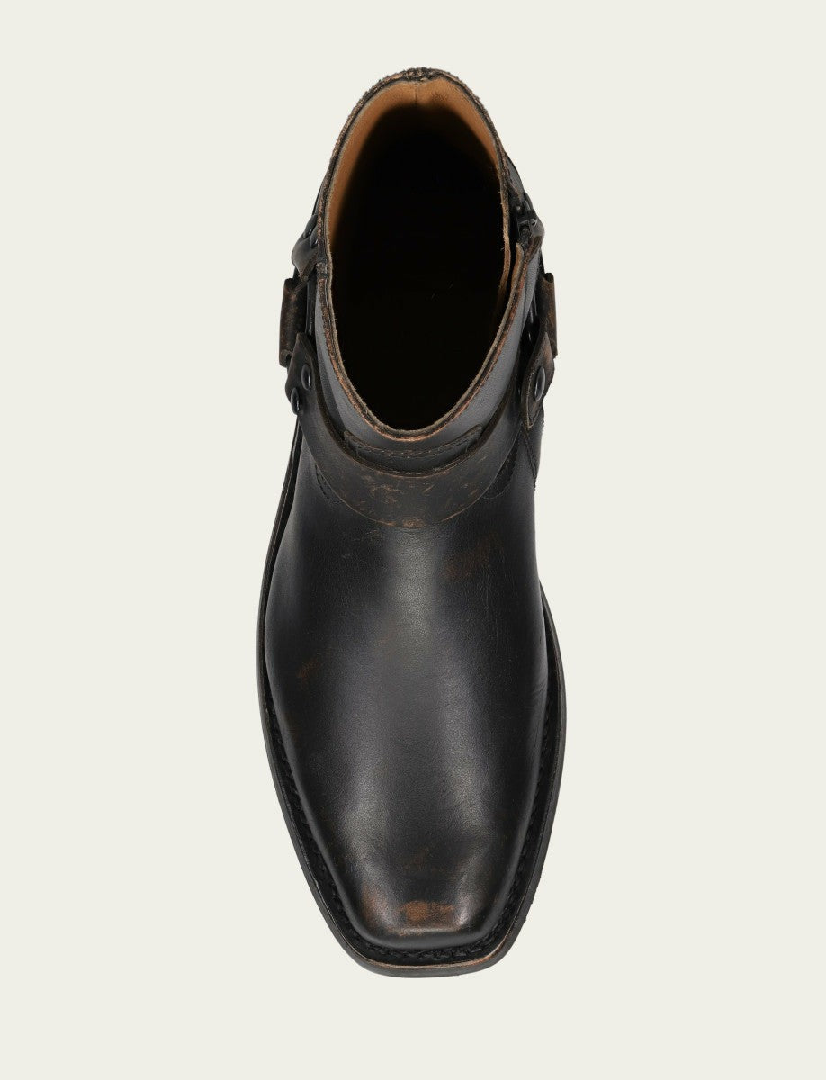 Men’s Antiqued Black Conway Harness Leather Boots