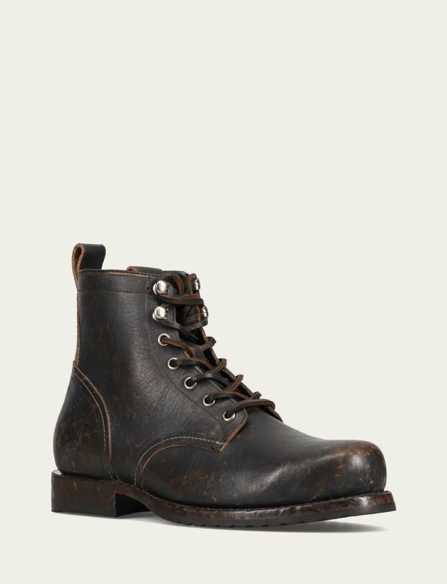 Men's Antique Black Hudson Workboot Plain Toe