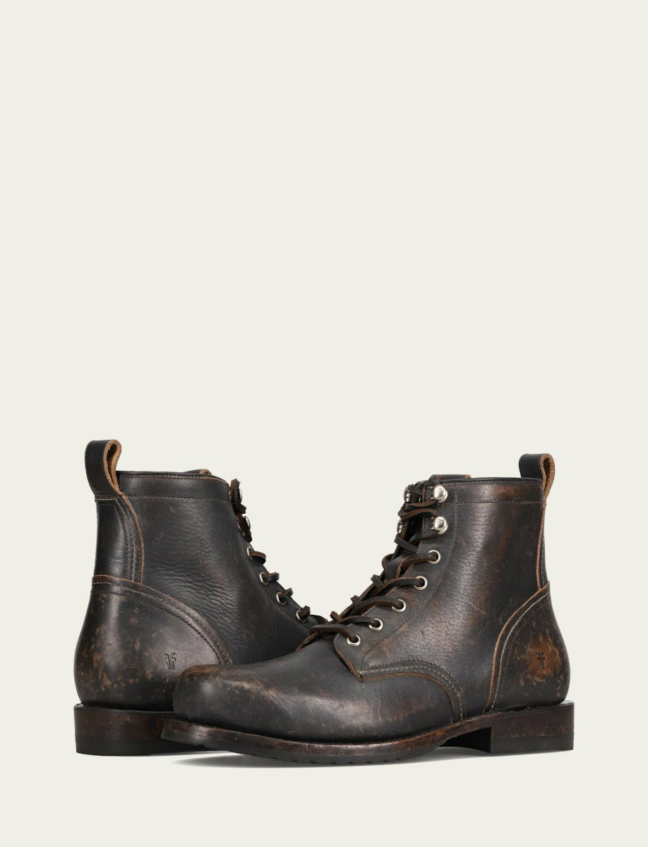 Men's Antique Black Hudson Workboot Plain Toe
