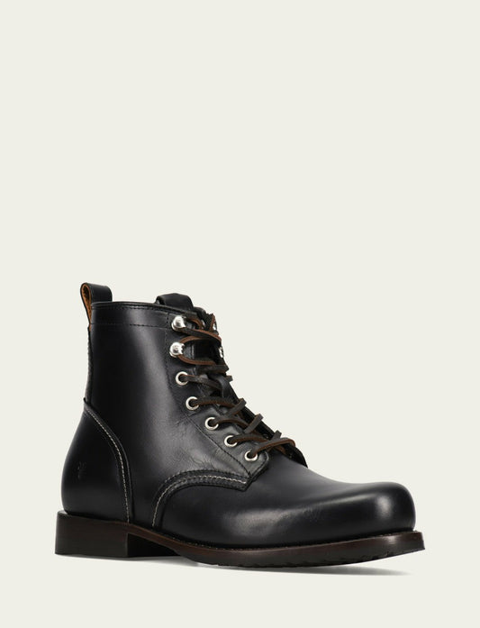 Men’s Black Hudson Workboot Plain Toe Leather Boots