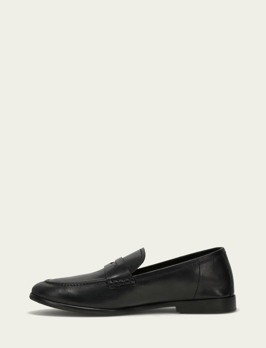 Men’s Black Leather Graham Penny Casual Leather Shoes