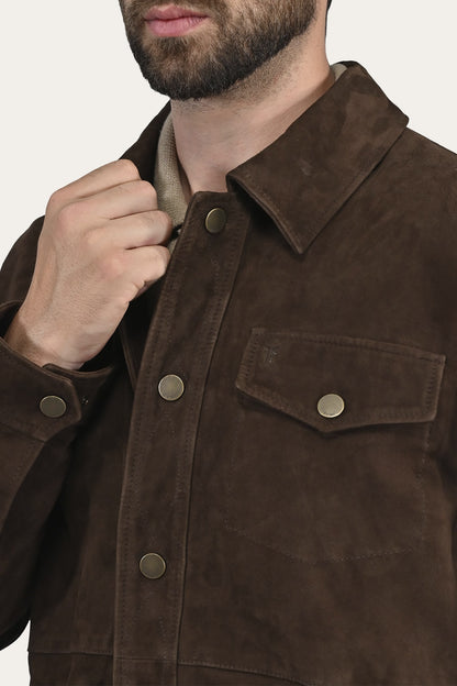 Men’s Dark Brown Authentic Suede Shacket