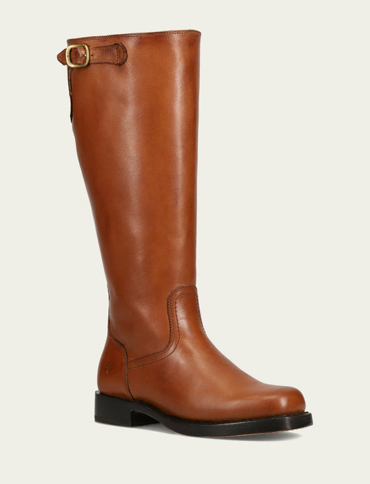 Women's Cognac Campus Low Heel Tall Riding Wide Calf Boot